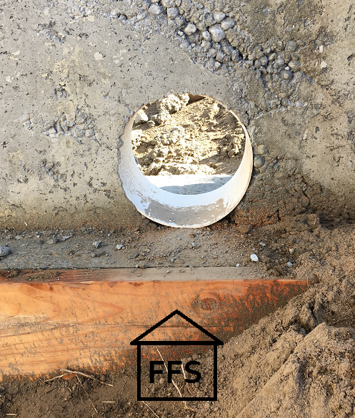 Water outlet in foundation wall. How to pour your own foundation.