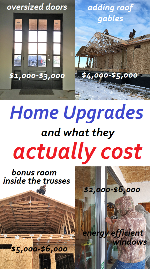 List of common home upgrades and what they cost. Plus pro's and con's for each one. Great read on helping you decide what things to include in your home